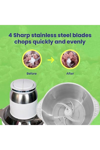 COOYA Electric Meat Grinder, 2L Stainless Steel Electric Meat Chopper, Food Processor for Meat, Vegetables