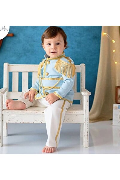sara tasarım Çocuk Mevlüt Ve Sünnet Kıyafeti, Doğum Günü Kostüm, Prens Takım - ceket, pantolon, pelerin,kemer,taç