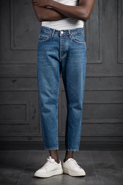 FBI Βαμβακερό Stone Wash Boyfriend (MOM JEAN) Τζιν