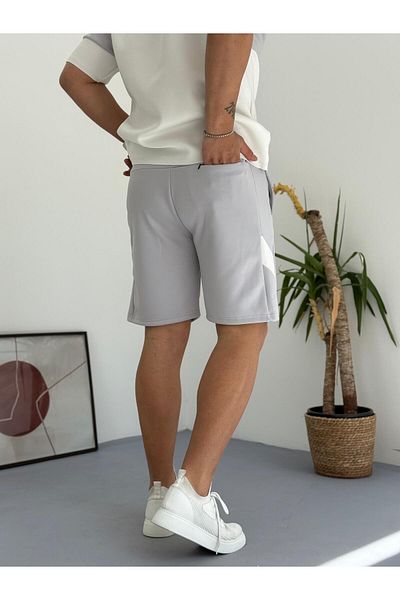 Combineman35 Gray White Scuba Pocket Piece Back Pocket Zipper Shorts