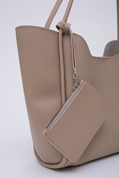 SHAKA Γυναικεία τσάντα χεριού και ώμου Mink Shk108 με πορτοφόλι από συνθετικό δέρμα και τσάντα μακιγιάζ