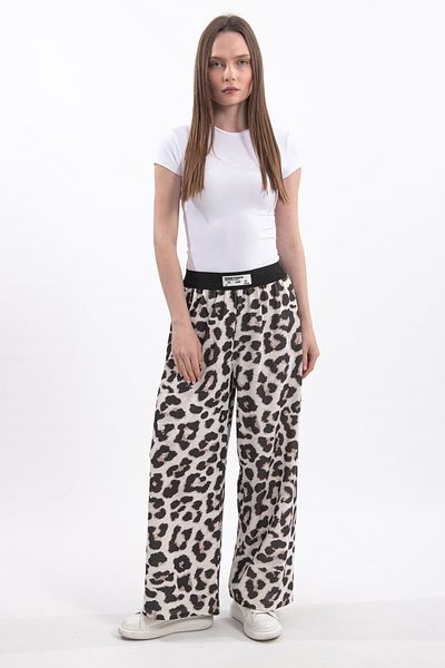 Hatun Atila Hatunatila Leopard Printed Thin Woven Knitwear Skirt Pants