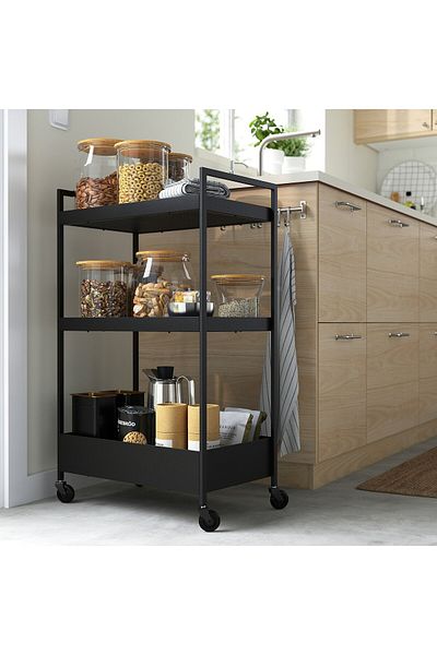 IKEA NISSAFORS Trolley, black, 50.5 x 30 x 83 cm