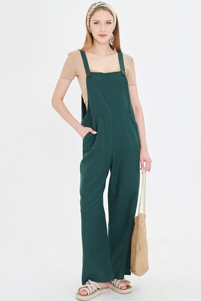 armonika Women's Emerald Pocket Wide Leg Gardener Overalls Arm-25Y 001043