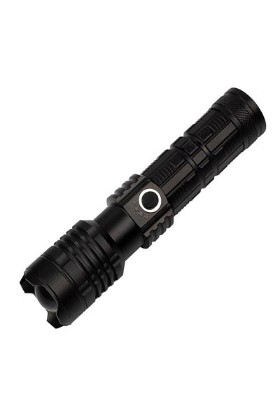Depox Ideallstore® Survival Flashlight, Gefahrenhelfer, Metal, Led, Usb, Zoom, Black