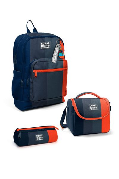 Coral High Set de 3 genți de școală cu dungi colorate pentru copii SET0123782