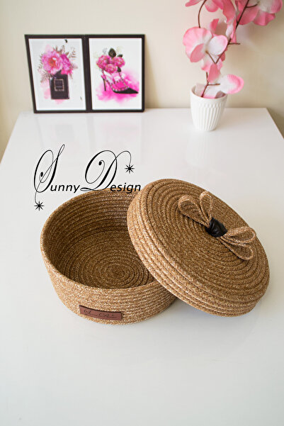 MY SUNNY DESİGN jüt hasır kapaklı sepet organizer dekor