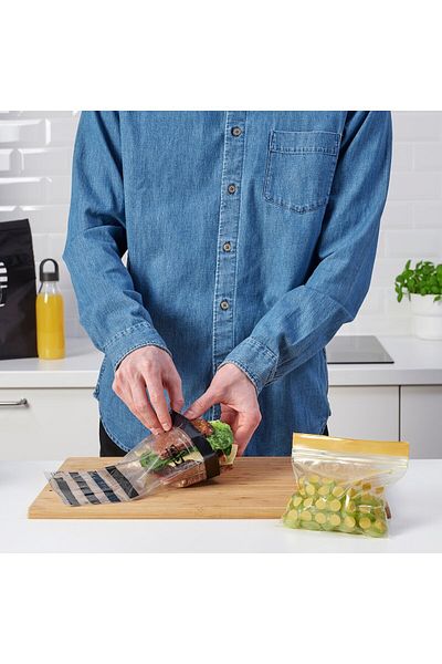 IKEA ISTAD Resealable bag, patterned/black yellow, 1/0.4 l