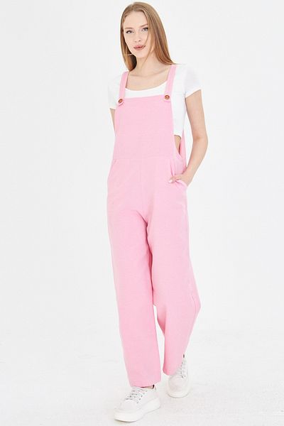 armonika Women's Pink Pocket Wide Leg Gardener Overalls Arm-25Y 001043