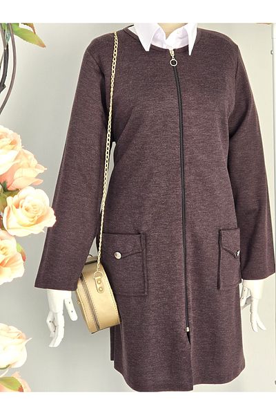 ENDAMIM Large Size Cardigan - with Pockets and Moderate Thickness