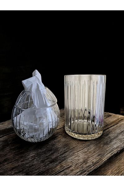 AYZ HOME Glass Napkin Holder and Dump - Cut Crystal