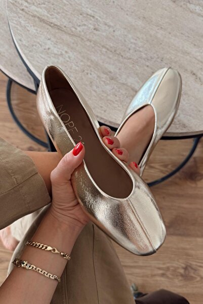 nope21shoess معظم أحذية الباليه الجلدية الأصلية الذهبية