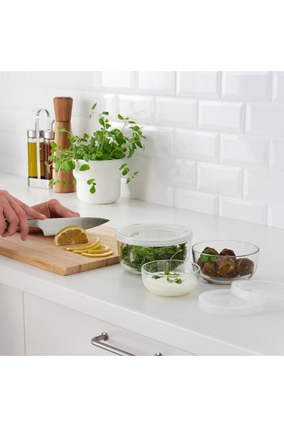 IKEA BEST MMA Glass Food Container Set with Lids 73cl/40cl/19cl 3 Pack IKEA