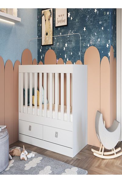 Art In Móveis Children's bed with 2 wardrobes for children's rooms and home, white color