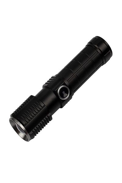 Depox Ideallstore® Survival Flashlight, Outdoor Light, Metal, Led, Usb, Zoom, Black