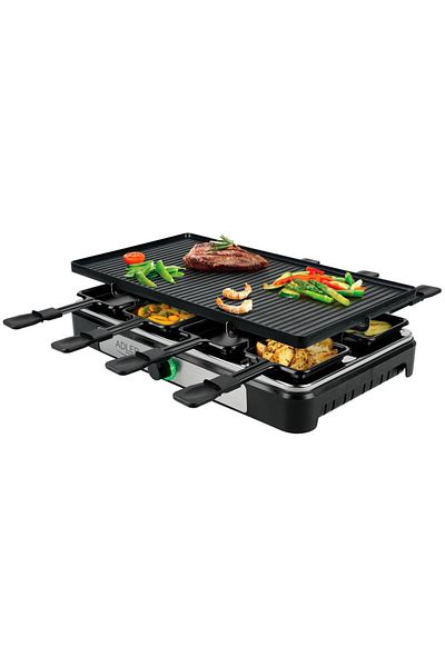 adler Gratar electric Adler Raclette AD 6616, 1400 W, 8 persoane, 42x23 cm (Negru)