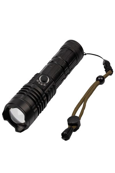 Depox Ideallstore® Survival Flashlight, Gefahrenhelfer, Metal, Led, Usb, Zoom, Black
