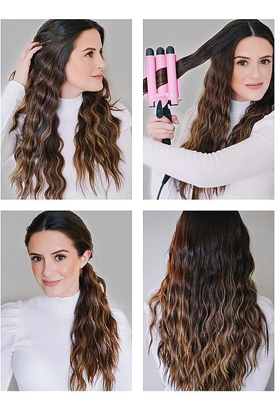 COOYA Hair Curler, Professional Three Barrels Hair Curling Iron Wand Automatic Perm Splint Hair Curler