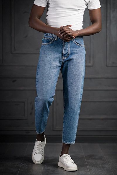 FBI Βαμβακερό Stone Wash Boyfriend (MOM JEAN) Τζιν