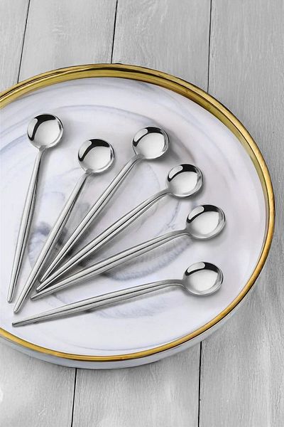 Kitchen Life 6-Piece Lux Round Silver Teaspoon - Spoon