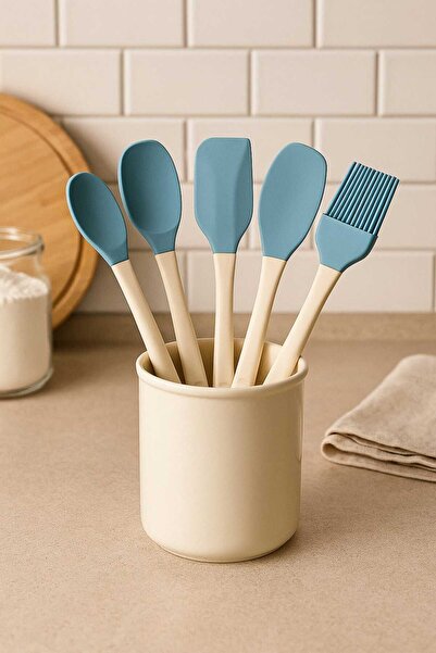 CKM silikon 5li Silikon Spatula Kaşık Fırça Seti Mutfak Gereçleri Set