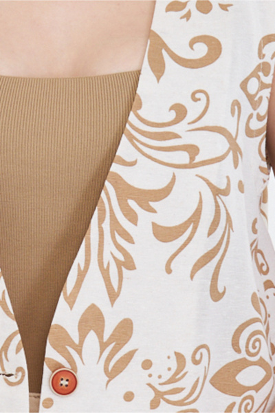 armonika Women's Mink V-Neck Single Button Oversize Patterned Vest Arm-25Y 001032