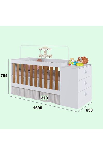 Art In Móveis Children's bed with side cabinets for children's rooms and home 3 169*79.4*63