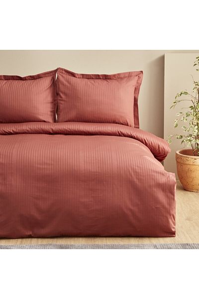 Karaca Karaca Home Uniq 100% Baumwolle Satin Doppelbett-Bettw sche-Set Terrakotta