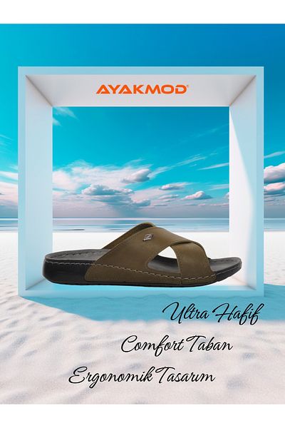 AYAKMOD 80-959 Πράσινες ελαφριές άνετες καλοκαιρινές ανδρικές παντόφλες