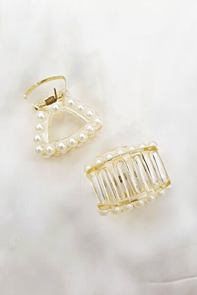 PETEK AKSESUAR 2 Pieces Triangle Small Size Pearl Latch Clasp 3.5 cm