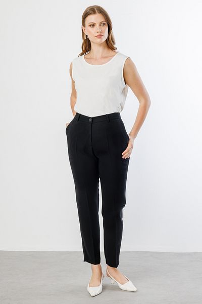 Ekol Crepe Fabric Large Size Trousers