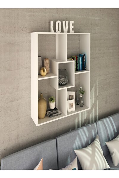 pilati Decorative wall book rack and shelves for living rooms and homes, white color