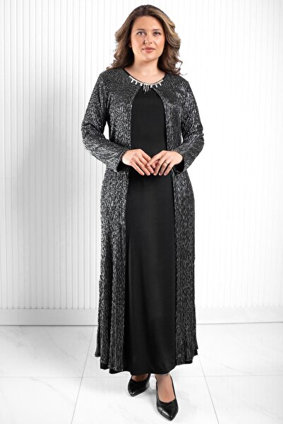 SUBU TASARIM Сукня з каменем чорна TBSMDA2562