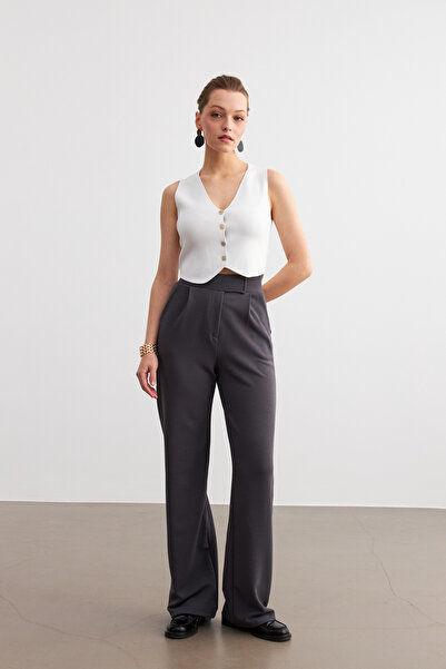 MODAGEN Women's Anthracite Lycra Velcro Closure Palazzo Trousers