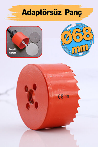 Badem10 Bi Metal Panç 68 mm Delik Açma Alçıpan Ahşap Pvc Delme Testeresi Adap...