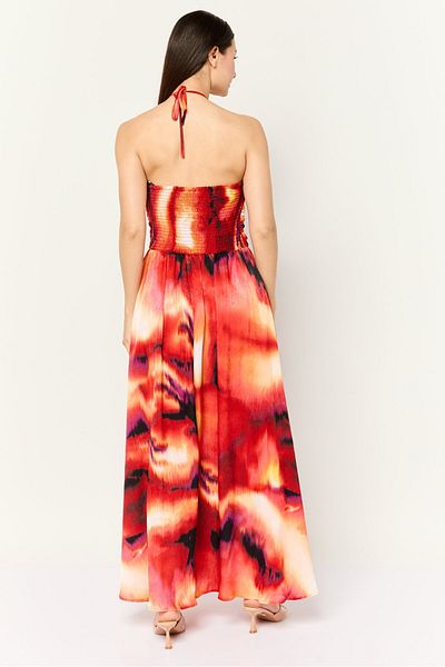 Dkny Women Halter Neck Sleeveless Maxi Dress, Multicolor