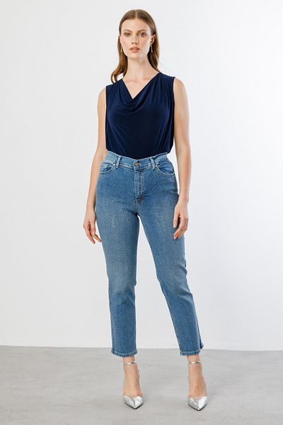 Ekol Denim Pants with Stones on the Front