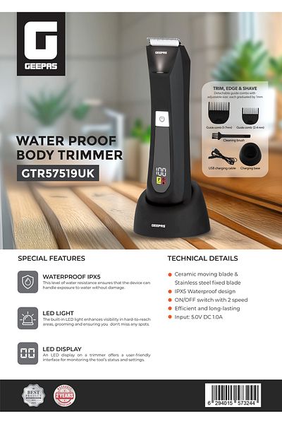 Geepas Body Trimmer/Wtrprf IPX5/1X20