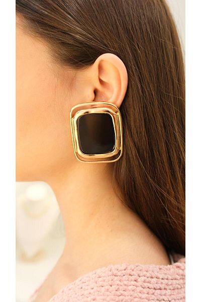 Jerie Gold Plate Rectangle Maxi Earrings