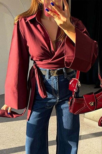 ZF BUTİK Spanish Tie Waist Belted Shirt