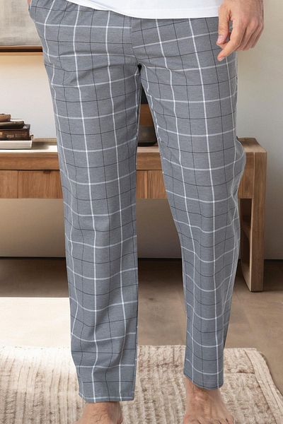 Mecit Pijama Ανδρικές πιτζάμες με μονό πάτο Mecit 3003 Grey καρό