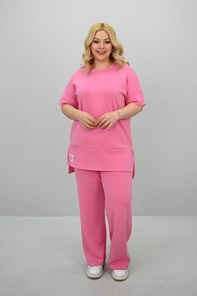 Koza Butik Γυναικείο σετ φόρμας μεγάλου μεγέθους Modal υφασμάτινο κοντό μανίκι φαρδύ πόδι 8184-25