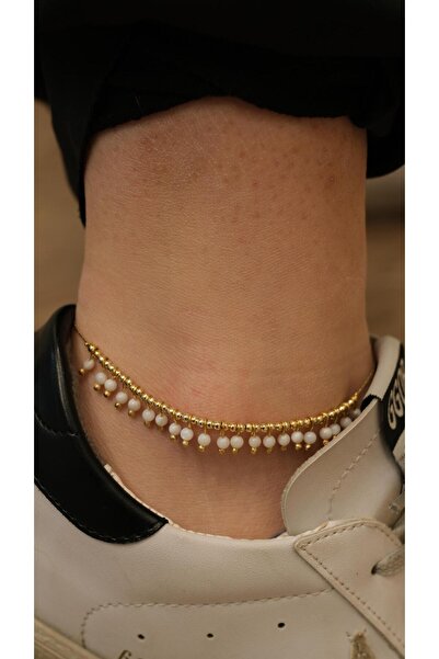 Jerie Gold Topçuk ve Boncuk Detaylı Halhal