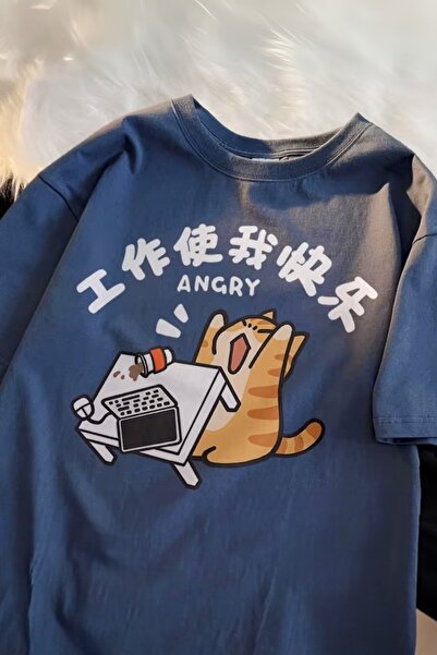 BALİNA Μπλουζάκι Unisex Blue Angry Cat
