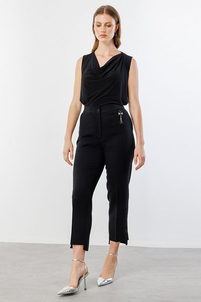 Mi Pret a Porter Mi Buttoned Fabric Trousers with Accessory Detail