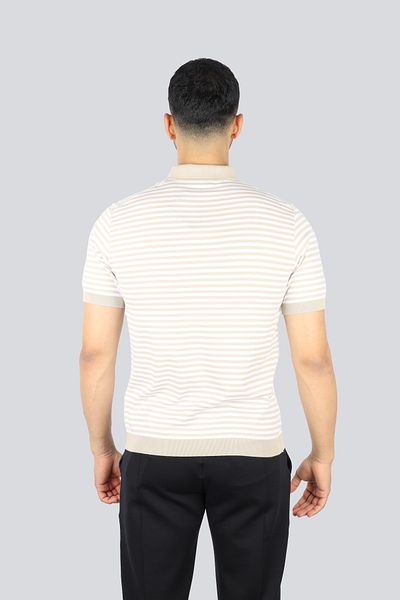 PAUL&SHARK Men's Regular Fit Horizontal Striped 100% Cotton Short Sleeve White Polo Neck T-Shirt 25411613 -216