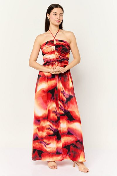Dkny Women Halter Neck Sleeveless Maxi Dress, Multicolor