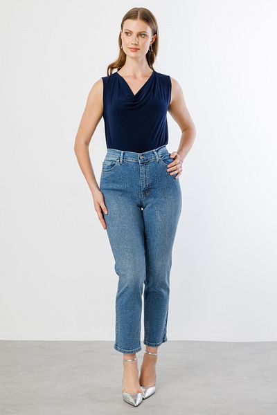 Ekol Denim Pants with Stones on the Front