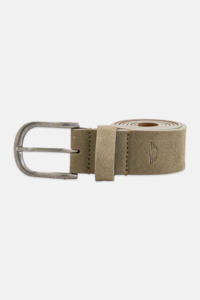 Dockers Men Bovine Leather Belt With Silver Buckle, Wash Olive