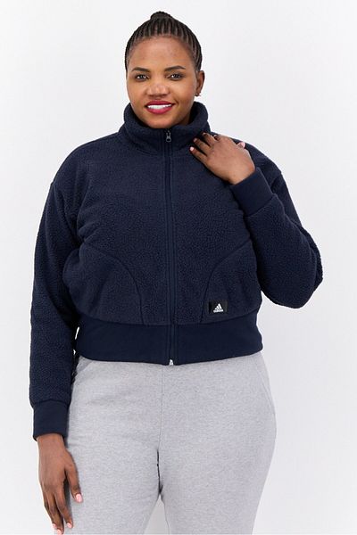 adidas Women Plus Size Long Sleeve Outdoor Jacket, Navy Blue